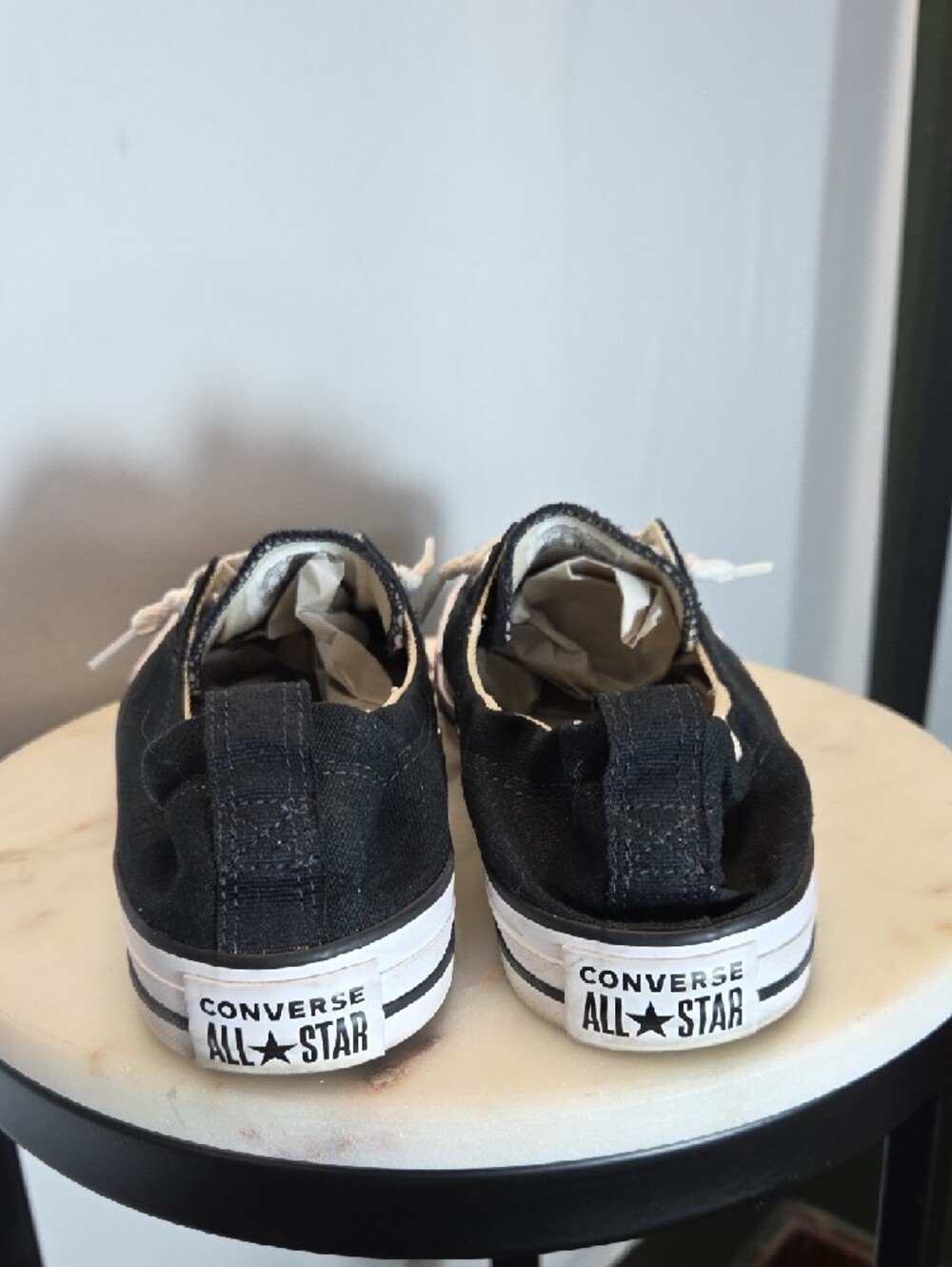 Converse Womens Black Lace-Up Sneakers Size 10 - Picture 4 of 7